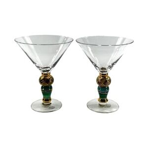 Martini Glasses St Petersburg Home Essentials 2 Matching 10 oz Hand Painted VGC